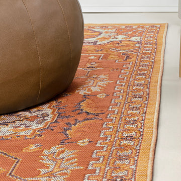 Bijan Traditional Vintage Medallion Reversible Machine-Washable Indoor/Outdoor Area Rug